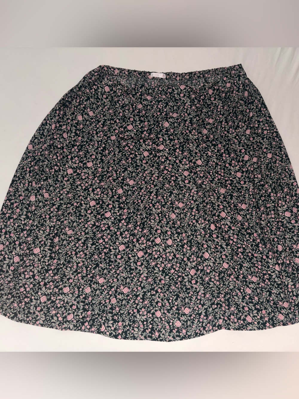 LC Lauren Conrad Black A-Line Skirt with Pink Floral Print